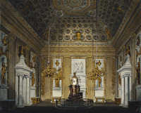 Далі слід анфілада парадних кімнат короля: офіційними установами кімната, де монарх брав дипломатів і міністрів, абсолютно приголомшлива купольна кімната, королівська вітальня